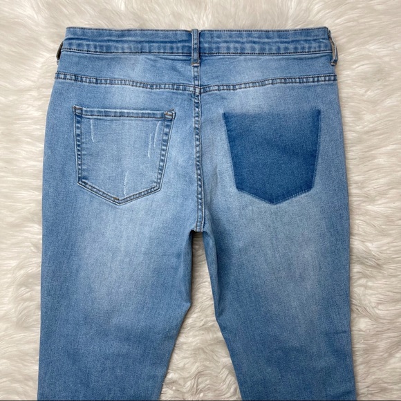 For The Republic • Distressed Fringe Hem Stretchy Denim Jeans - Picture 9 of 14